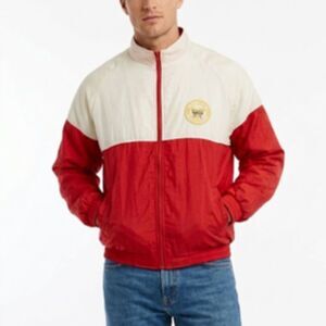 Vintage 80s The Victor White Red Colorblock “PLM Concrete” Windbreaker Size XXL